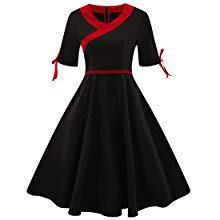 Vintage '50s Black & Red Chinese Swing Dress