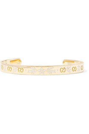Gucci | Icon 18-karat gold and enamel cuff | NET-A-PORTER.COM