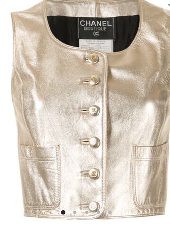 Chanel cropped leather top