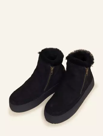 Setsu Platform Crochet Ankle Boot Black Suede Black – laidback london