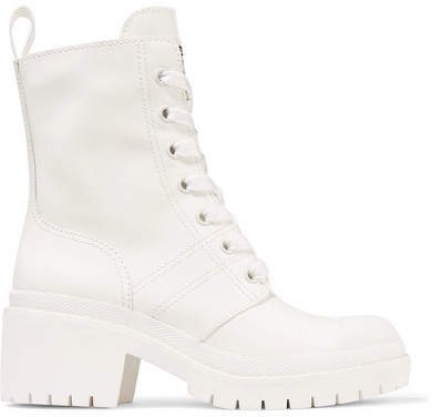 Bristol Glossed-leather Ankle Boots - White