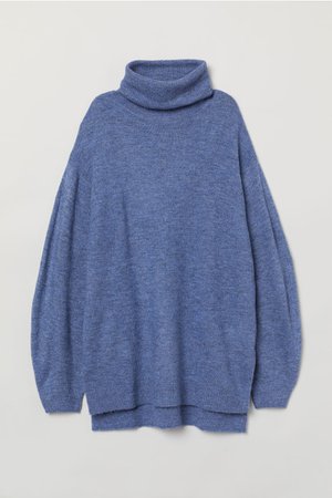 Knit Turtleneck Sweater - Blue melange - Ladies | H&M US