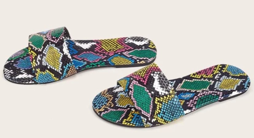 snake print sandals flat