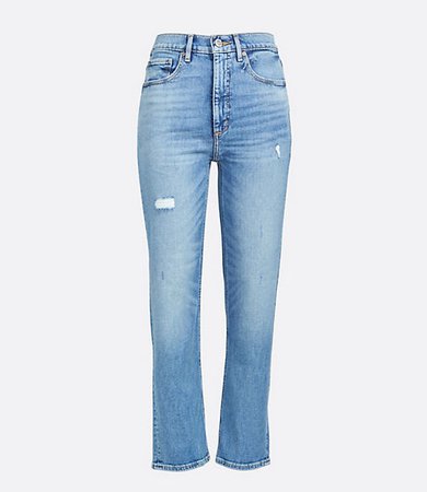 Petite High Rise Straight Crop Jeans in Authentic Mid Indigo Wash