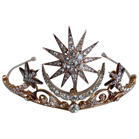 Victorian Era Antique Diamond and Rose Gold Tiara For Sale at 1stDibs