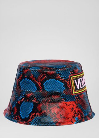 Versace Mock Python Print Leather Hat for Women | US Online Store