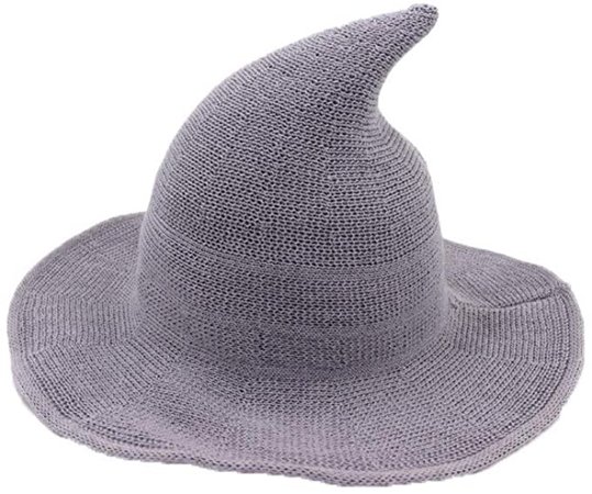 Amazon.com: Abendedian Abendedian Modern Witch Hat Women Wide Brim Spire Knitted Cap Halloween Cosplay Felt Hat Flat Wool Costume, Light Gray, Medium: Clothing