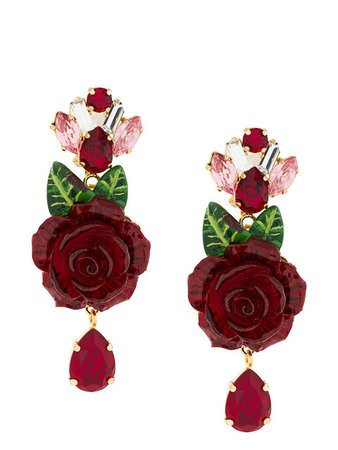$729 Dolce & Gabbana Crystal Rose Drop Earrings - Buy Online - Fast Delivery, Price, Photo