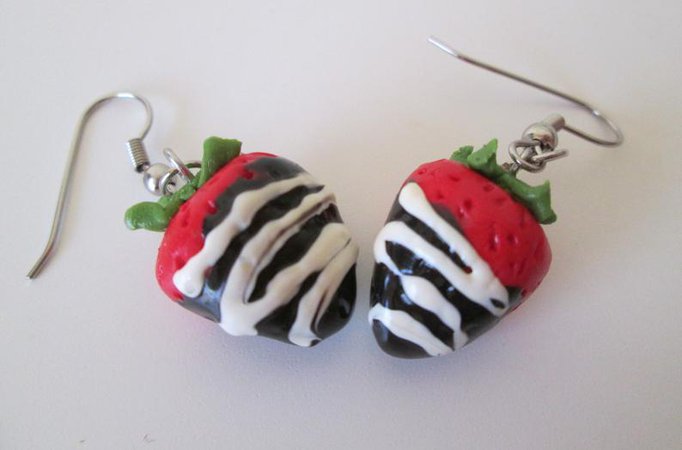 Chocolate covered Strawberry Earrings | Etsy