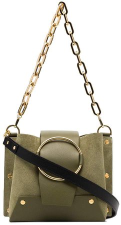 Green Delila leather and suede cross body bag