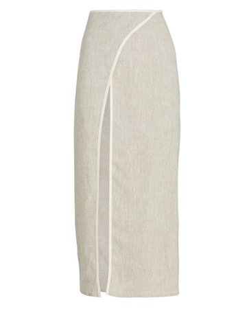 Matthew Bruch Bounded Linen Midi Skirt | INTERMIX®