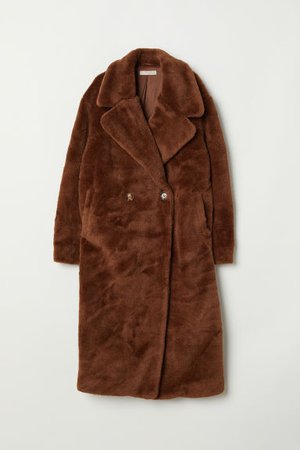 Пальто из искусственного меха - Темно-коричневый - Женщины | H&M RU