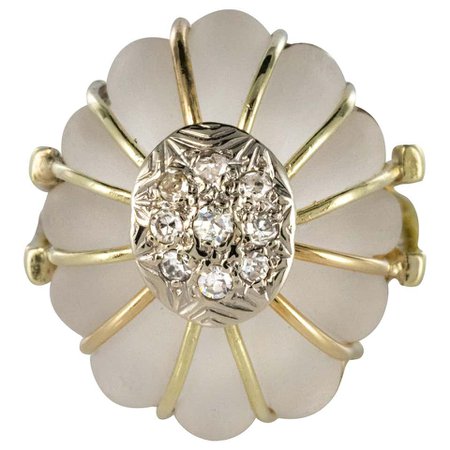 1960s Diamonds Rock Crystal Yellow Gold Ring For Sale at 1stDibs