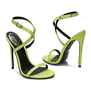 Amazon.com | CAMSSOO Women's Open Toe Stiletto Sandals Ankle Strap Buckle Closure Dress High Heels Pumps Lime Green PU Size UK4 US7 | Heeled Sandals