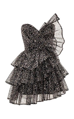 Ruffled sequined tulle corset mini dress – RASARIO