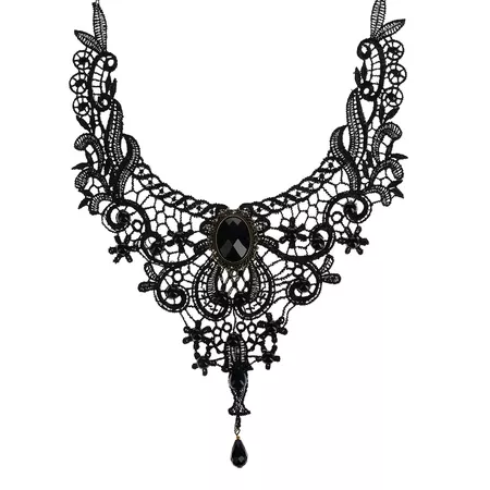 DressLily.com: Photo Gallery - European Style Fashion Vintage Black Lace Drop Gem Choker Necklace