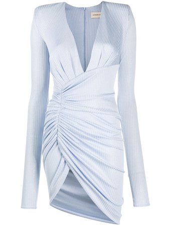 Alexandre Vauthier Plunge-Neck Ruched Mini Dress 201DR1247 Blue | Farfetch