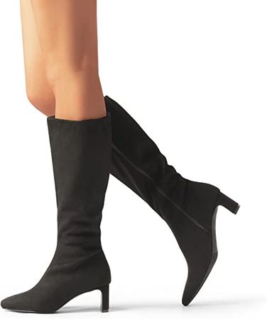 Amazon.com | DREAM PAIRS Women's Knee High Suede Chunky Heel Side Zipper Fashion Boots | Knee-High