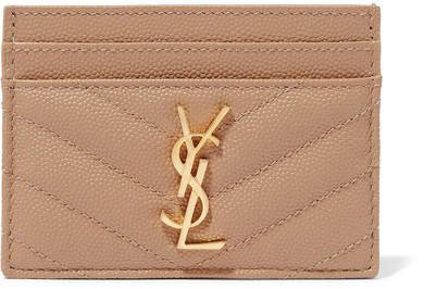 Quilted Textured-leather Cardholder - Beige