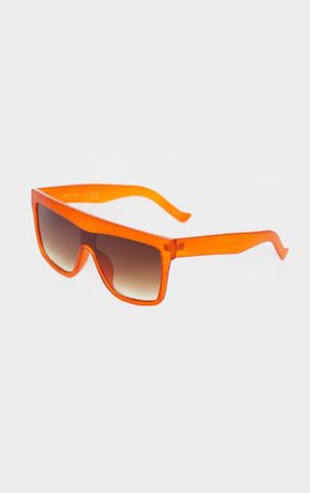 Orange Rim Square Frame Sunglasses | PrettyLittleThing