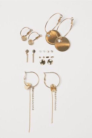 9 Pairs Earrings - Gold-colored - Ladies | H&M US