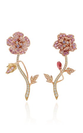 Anabela Chan, Geranium 18K Gold Vermeil Diamond, Sapphire Earrings