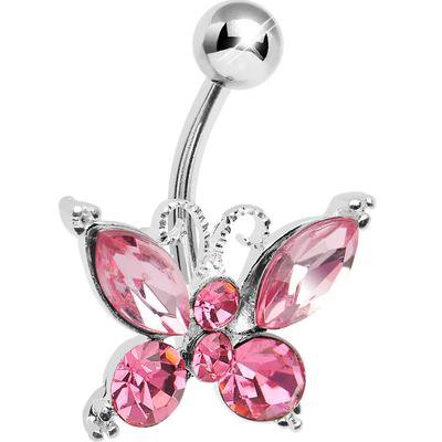 Aqua Elegance Bling Butterfly Belly Button Ring – BodyCandy