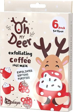 Amazon.com : Saplaya K-Beauty Facial Skincare Natural Beauty Multi-Pack Face Sheet Masks Balanced Skin Care Made In South Korea (Oh My Deer Exfoliating Coffee Holiday Pack) : Beauty & Personal Care
