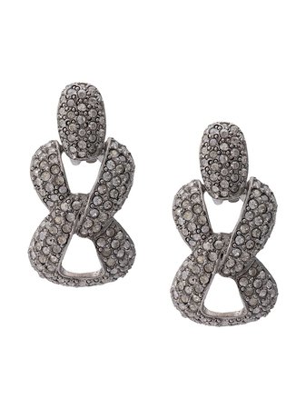 Silver Oscar De La Renta Pavé Chain Earrings | Farfetch.com