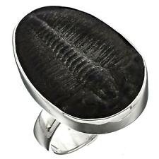 silver black trilobite ring
