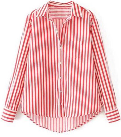 vertical red and white stripe shirt