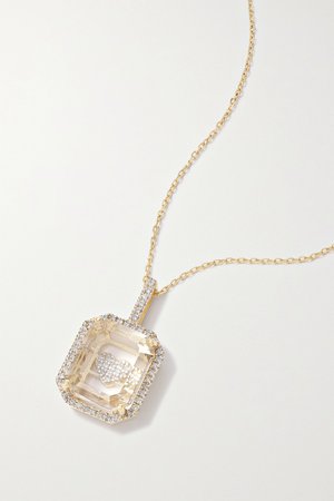 Gold Secret Heart 14-karat gold, quartz and diamond necklace | Mateo | NET-A-PORTER