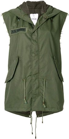 As65 embroidered sleeveless parka