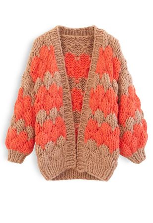 pause Pause for the Cozy Chunky Hand Knit Cardigan in Pink - Retro