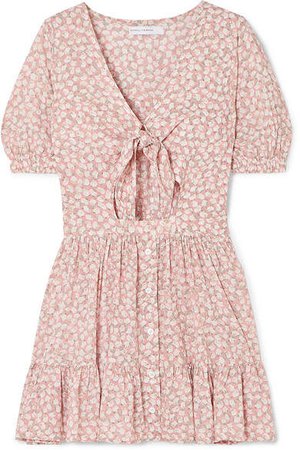 Marigot Tie-front Cutout Floral-print Crepe Mini Dress - Blush