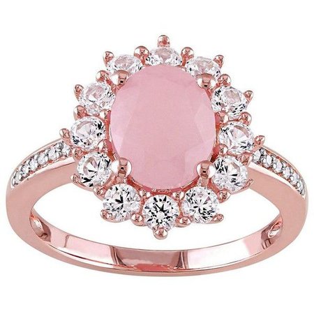 Rose Quartz Diamond Ring