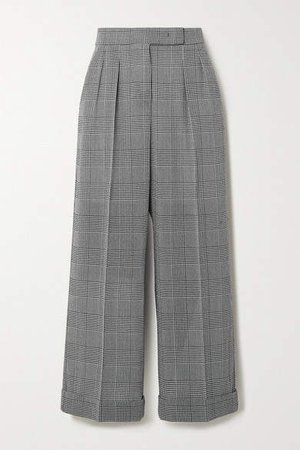 Erice Cropped Prince Of Wales Checked Wool Wide-leg Pants - Dark gray