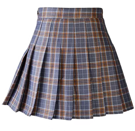 blue purple checkered gingham skirt short cute schoolgi...