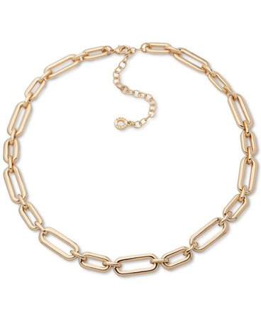 Anne Klein Gold-Tone Chain Link Collar Necklace, 16" + 3" extender & Reviews - Necklaces - Jewelry & Watches - Macy's