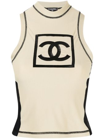 Chanel Pre-Owned 2003 Sports logo sleeveless top - FARFETCH