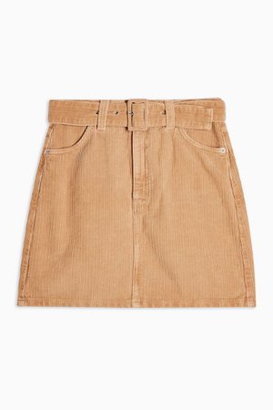 Sand Corduroy Belted Mini Skirt | Topshop