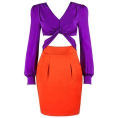 Gucci Purple/Orange Color Block Cocktail Dress