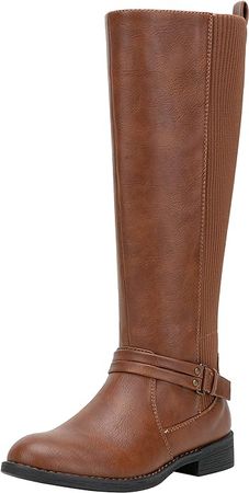 Vepose Womens' 955 Comfort Tall Knitted Riding Knee High Boots,Yellow Brown,Size 8M US(CJY955 brown 08) | Shoes