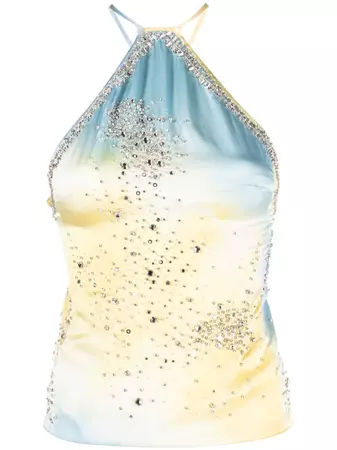 DES PHEMMES crystal-embellished Silk Tank Top - Farfetch