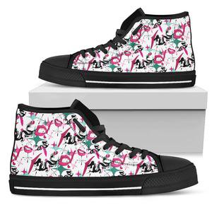 The Punk Pin-Up, Too Women's High Top Sneakers in White – Cupcakes & Razorblades Design