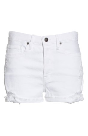 FRAME Le Beau Distressed Cuffed Shorts (Blanc Elsey) | Nordstrom