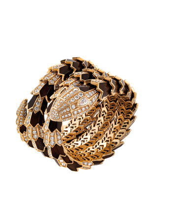 bulgari “Serpenti” Snakewood Gold And Diamond Bracelet