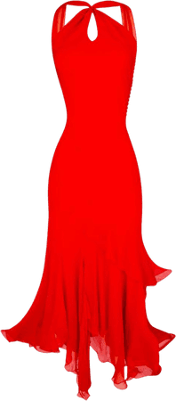 Christian Dior by John galliano spring 2005 red silk chiffon ruffle gown