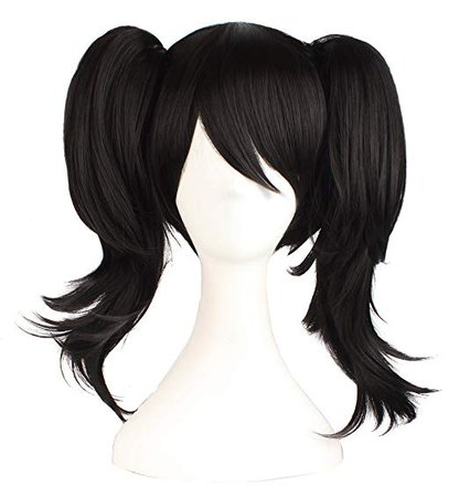 Amazon.com: MapofBeauty Black Can Be Equipped with Double Ponytail Hair Accessories Cosplay Wigs: Clothing