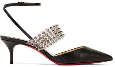 Levita 55 Spiked Pvc And Lizard-effect Leather Pumps - Black